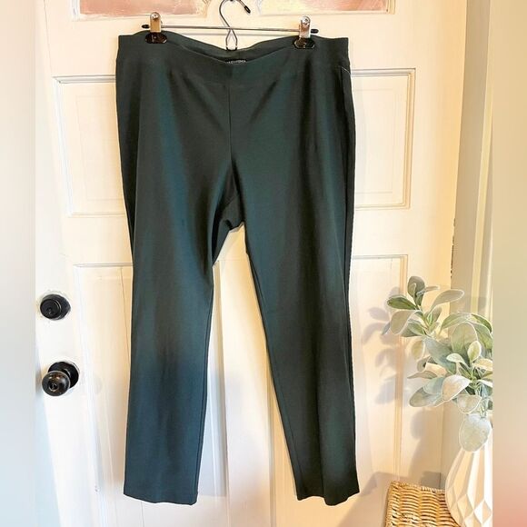 New Eileen Fisher, green dark gray stretch, cropped ankle pants - Picture 1 of 8